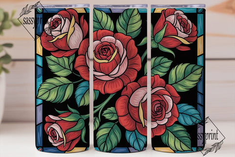 Stained Glass Rose 20oz Tumbler Wrap Sublimation sassyprint 