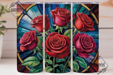 Stained Glass Rose 20oz Tumbler Wrap Sublimation sassyprint 