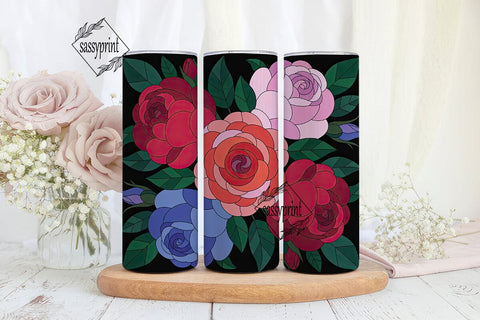 Stained Glass Rose 20oz Tumbler Wrap Sublimation sassyprint 