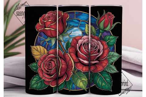 Stained Glass Rose 20oz Tumbler Wrap Sublimation sassyprint 