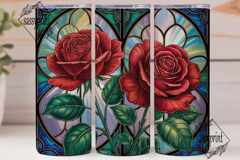 Stained Glass Rose 20oz Tumbler Wrap Sublimation sassyprint 