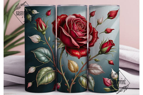 Stained Glass Rose 20oz Tumbler Wrap Sublimation sassyprint 