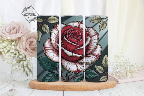 Stained Glass Rose 20oz Tumbler Wrap Sublimation sassyprint 