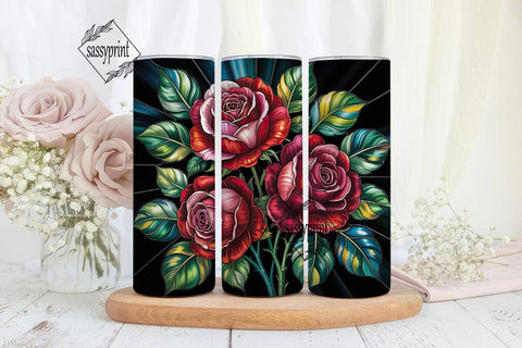 Stained Glass Rose 20oz Tumbler Wrap Sublimation sassyprint 
