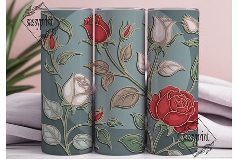 Stained Glass Rose 20oz Tumbler Wrap Sublimation sassyprint 