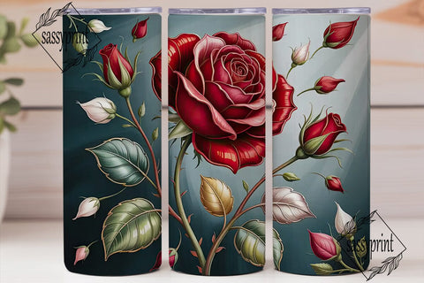 Stained Glass Rose 20oz Tumbler Wrap Sublimation sassyprint 