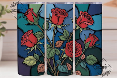 Stained Glass Rose 20oz Tumbler Wrap Sublimation sassyprint 