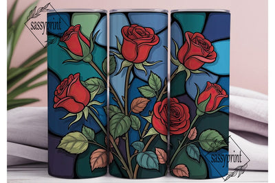 Stained Glass Rose 20oz Tumbler Wrap Sublimation sassyprint 