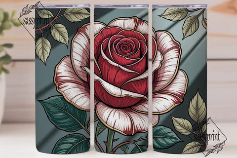 Stained Glass Rose 20oz Tumbler Wrap Sublimation sassyprint 