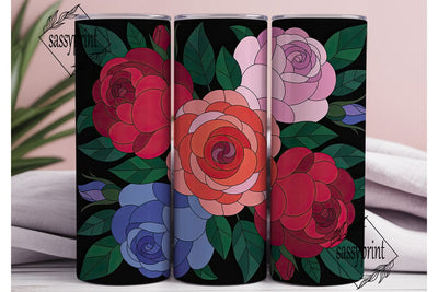 Stained Glass Rose 20oz Tumbler Wrap Sublimation sassyprint 
