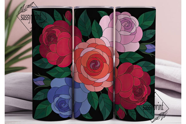 Stained Glass Rose 20oz Tumbler Wrap Sublimation sassyprint 