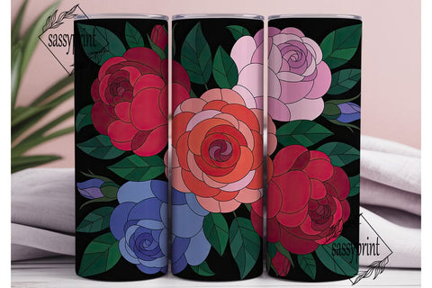 Stained Glass Rose 20oz Tumbler Wrap Sublimation sassyprint 