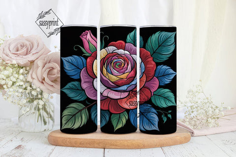 Stained Glass Rose 20oz Tumbler Wrap Sublimation sassyprint 
