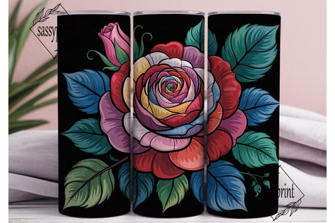 Stained Glass Rose 20oz Tumbler Wrap Sublimation sassyprint 