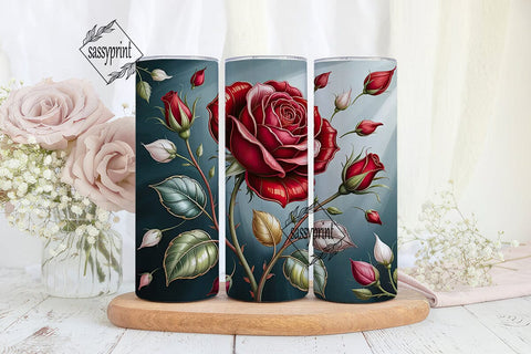 Stained Glass Rose 20oz Tumbler Wrap Sublimation sassyprint 