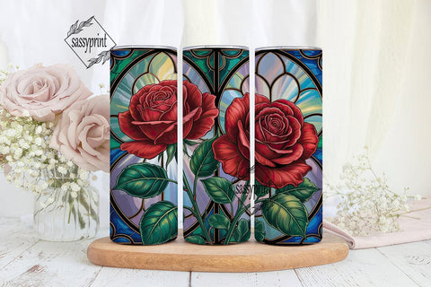 Stained Glass Rose 20oz Tumbler Wrap Sublimation sassyprint 