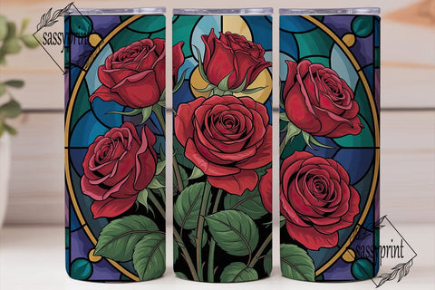 Stained Glass Rose 20oz Tumbler Wrap Sublimation sassyprint 