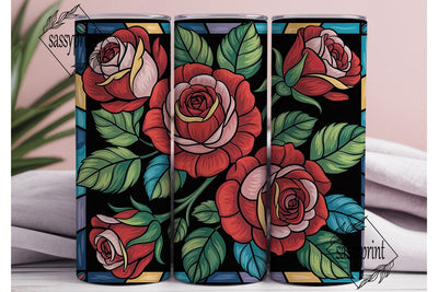 Stained Glass Rose 20oz Tumbler Wrap Sublimation sassyprint 
