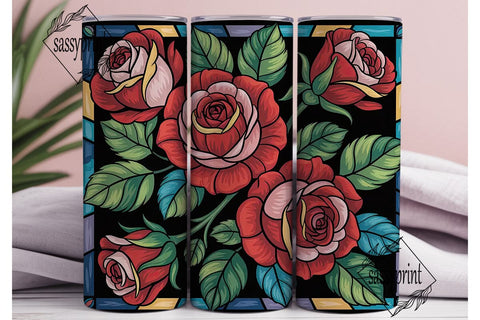 Stained Glass Rose 20oz Tumbler Wrap Sublimation sassyprint 
