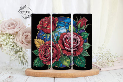 Stained Glass Rose 20oz Tumbler Wrap Sublimation sassyprint 