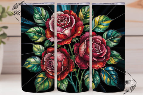 Stained Glass Rose 20oz Tumbler Wrap Sublimation sassyprint 