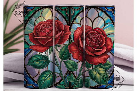 Stained Glass Rose 20oz Tumbler Wrap Sublimation sassyprint 