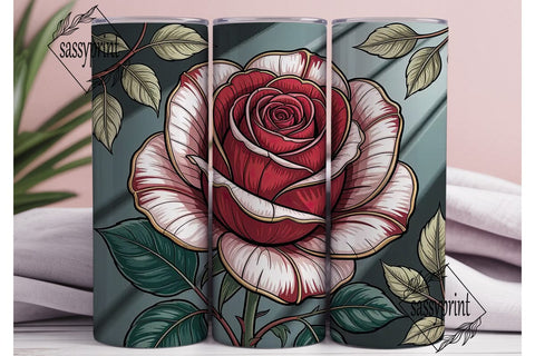 Stained Glass Rose 20oz Tumbler Wrap Sublimation sassyprint 
