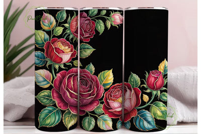 Stained Glass Roses 20oz Tumbler Wrap Sublimation PixelChick 