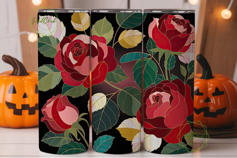 Stained Glass Roses 20oz Tumbler Wrap Sublimation PixelChick 