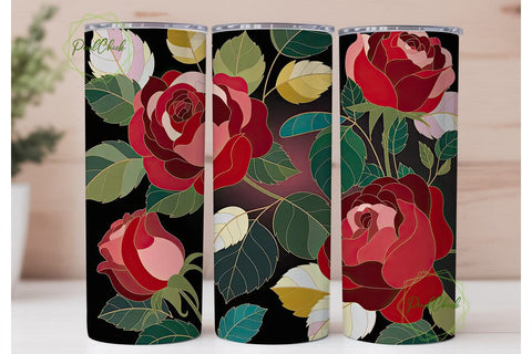 Stained Glass Roses 20oz Tumbler Wrap Sublimation PixelChick 