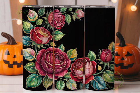 Stained Glass Roses 20oz Tumbler Wrap Sublimation PixelChick 