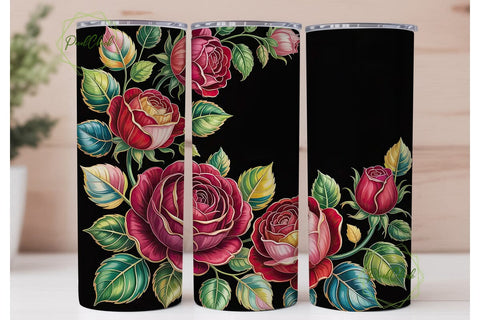 Stained Glass Roses 20oz Tumbler Wrap Sublimation PixelChick 