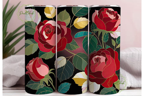 Stained Glass Roses 20oz Tumbler Wrap Sublimation PixelChick 