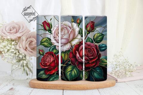 Stained Glass Roses 20oz Tumbler Wrap Sublimation sassyprint 