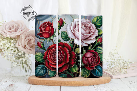 Stained Glass Roses 20oz Tumbler Wrap Sublimation sassyprint 