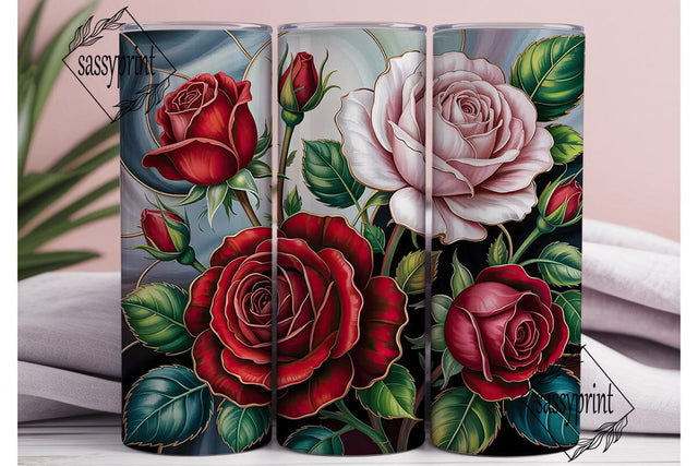 Stained Glass Roses 20oz Tumbler Wrap Sublimation sassyprint 