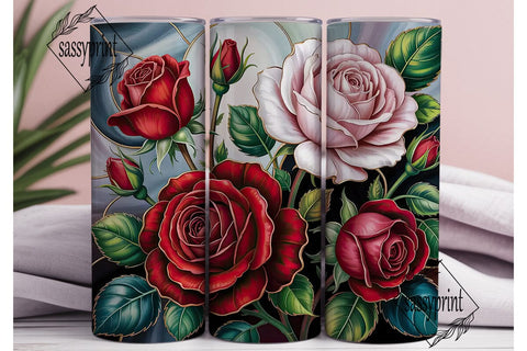 Stained Glass Roses 20oz Tumbler Wrap Sublimation sassyprint 