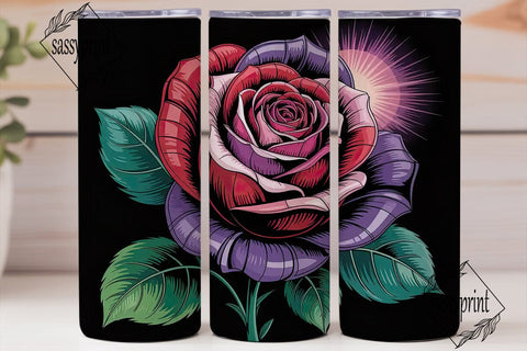 Stained Glass Roses 20oz Tumbler Wrap Sublimation sassyprint 
