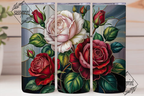Stained Glass Roses 20oz Tumbler Wrap Sublimation sassyprint 