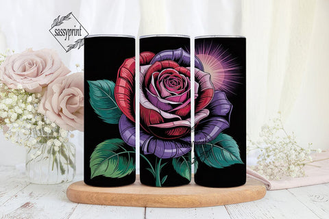 Stained Glass Roses 20oz Tumbler Wrap Sublimation sassyprint 