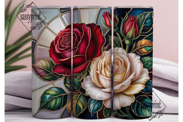 Stained Glass Roses 20oz Tumbler Wrap Sublimation sassyprint 