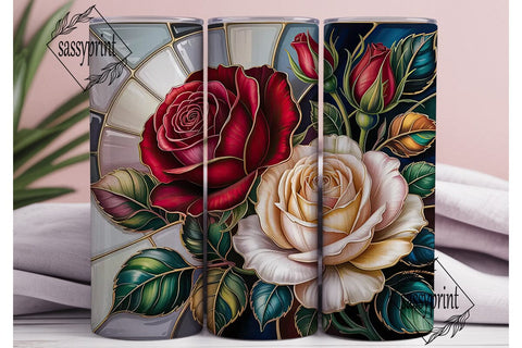 Stained Glass Roses 20oz Tumbler Wrap Sublimation sassyprint 