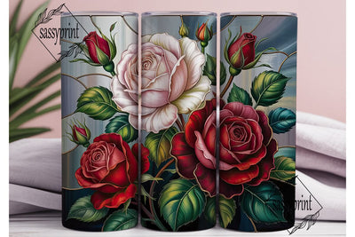 Stained Glass Roses 20oz Tumbler Wrap Sublimation sassyprint 