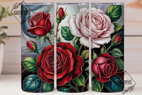 Stained Glass Roses 20oz Tumbler Wrap Sublimation sassyprint 