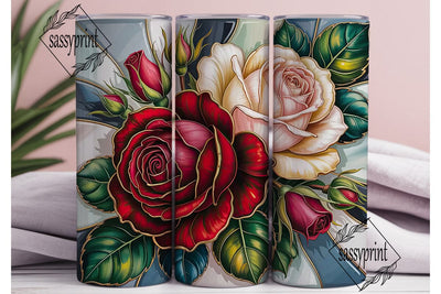 Stained Glass Roses 20oz Tumbler Wrap Sublimation sassyprint 
