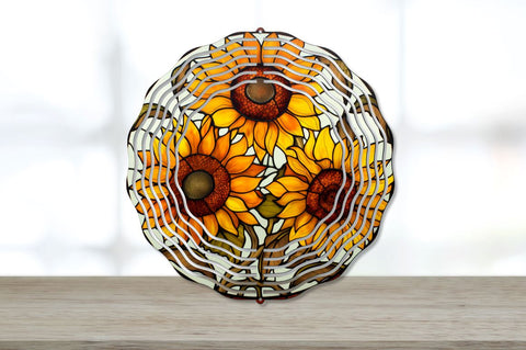 Stained Glass Rust Sunflower Flowers Wind Spinner Bundle Sublimation Regulrcrative 