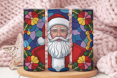 Stained Glass Santa 20oz Tumbler Wrap Sublimation DesignSVG 