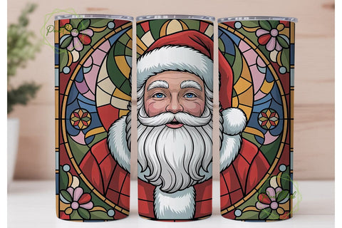 Stained Glass Santa 20oz Tumbler Wrap Sublimation PixelChick 