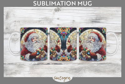Stained Glass Santa Claus Mug Wrap Sublimation Sublimation Sintegra 