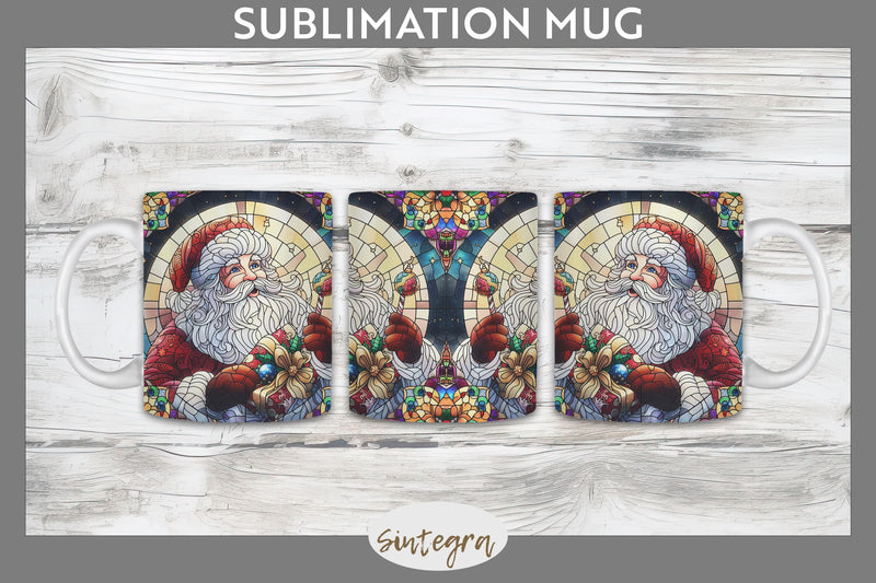 Stained Glass Santa Claus Mug Wrap Sublimation Sublimation Sintegra 